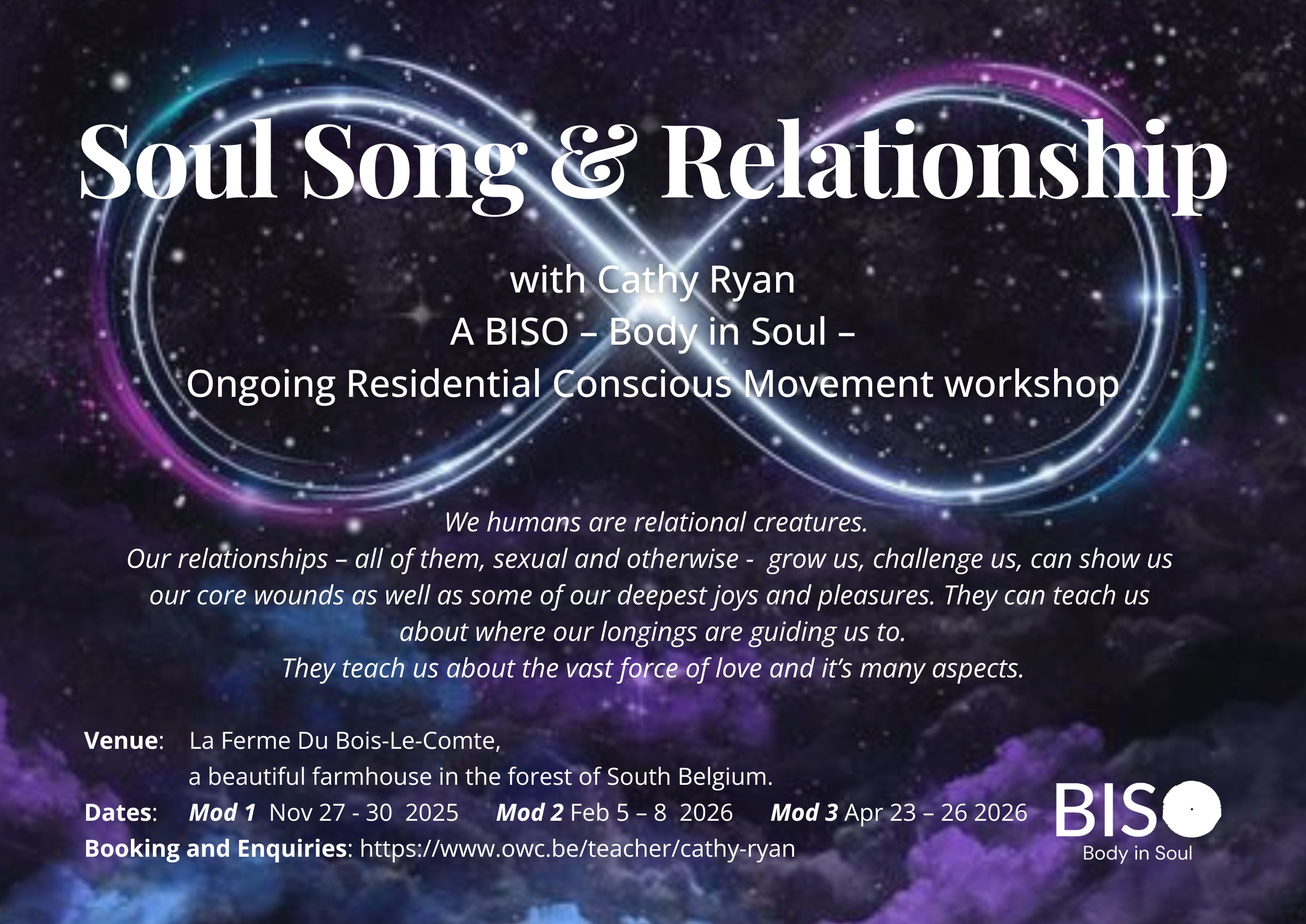 Soul Song and Relationship, residential ongoing group, Bois Le-Comte, Belgium